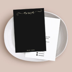 Simple Script Signature Black Necklace Display Business Card