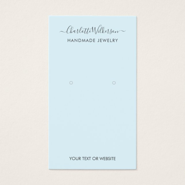 Simple Script Signature Blue Earring Display Card (Front)