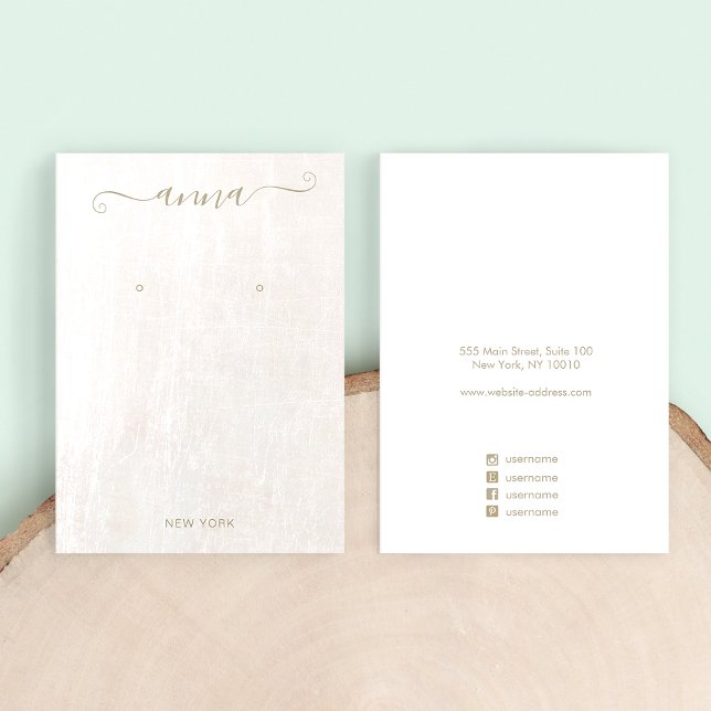 Simple Script Signature Marble  Earring Display Business Card (Creator Uploaded)