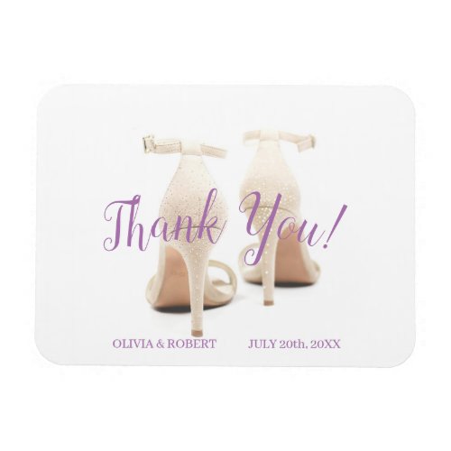 Simple script  Silver glitter stilettos Thank You Magnet