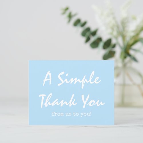 Simple Script Sky Blue Business Thank You Postcard