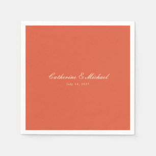 Simple Script Sunset Orange Wedding Napkins