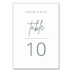 Simple Script Table Number Wedding Reception Card