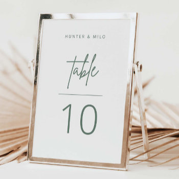 Simple Script Table Number Wedding Reception Sign by KelligraphyCo at Zazzle