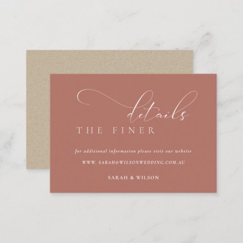 Simple Script Terracotta Wedding Website Details Enclosure Card