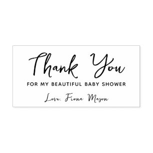 Simple Script Thank You Baby Shower Personalized Rubber Stamp