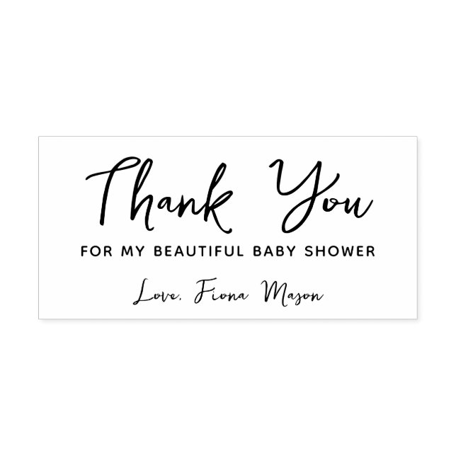 Simple Script Thank You Baby Shower Personalized Rubber Stamp (Imprint)