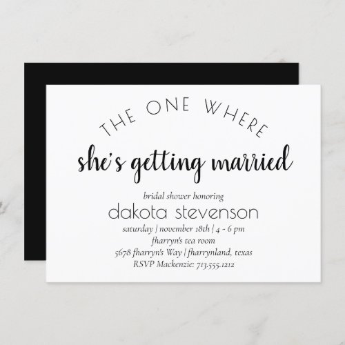 Simple Script  The One Where Shes Getting Married Invitation