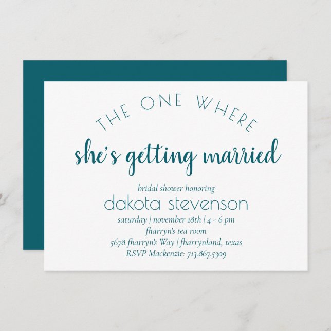Simple Script | The One Where Shes Getting Married Invitation (Front/Back)