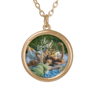 Simple Script The Squad Photo Bridesmaid Gift Gold Plated Necklace