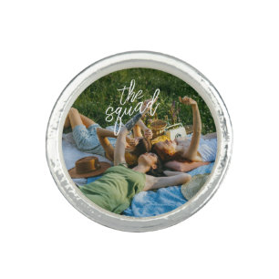Simple Script The Squad Photo Bridesmaid Gift Ring