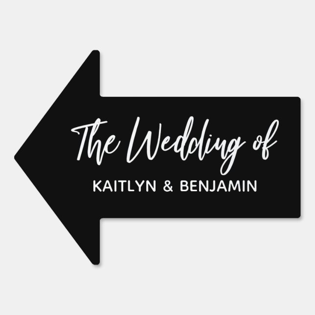 Simple Script The Wedding of Simple Arrow Black Sign (Front)