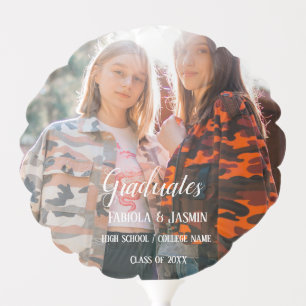 Simple script Twin graduation photo  balloon