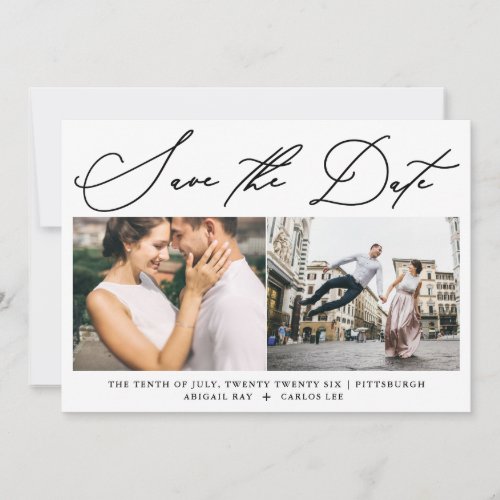 Simple Script Two Photo Modern Save The Date