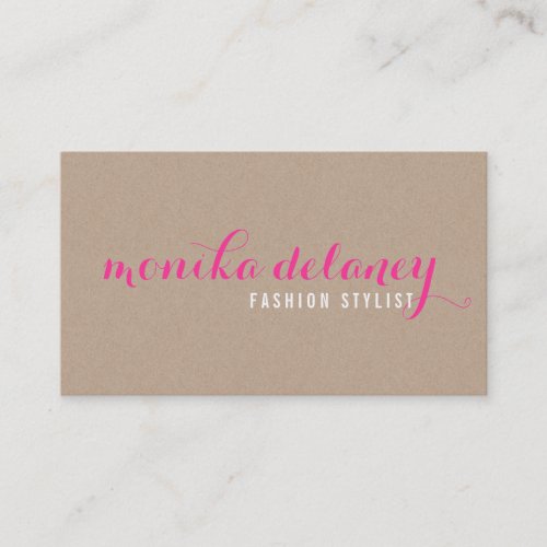 SIMPLE SCRIPT TYPE stylish trendy eco kraft pink Business Card Template