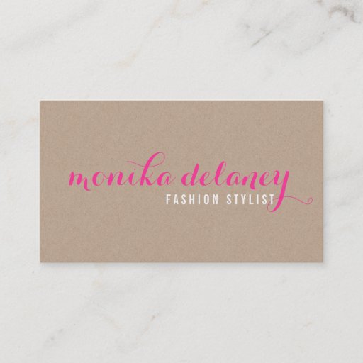 Customizable SIMPLE SCRIPT TYPE stylish trendy eco kraft pink Business Card Template
