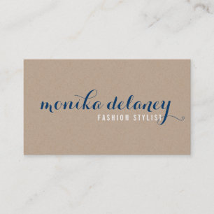 SIMPLE SCRIPT TYPE stylish trendy kraft dark blue Business Card