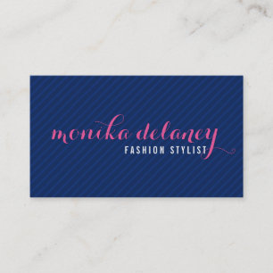 SIMPLE SCRIPT TYPE stylish trendy navy blue pink Business Card