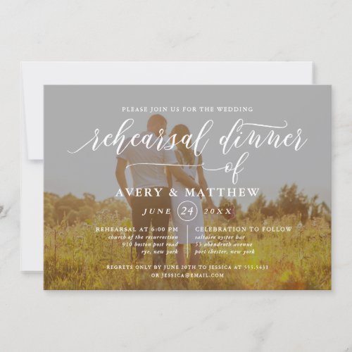 Simple Script Typography  Photo Rehearsal Dinner Invitation