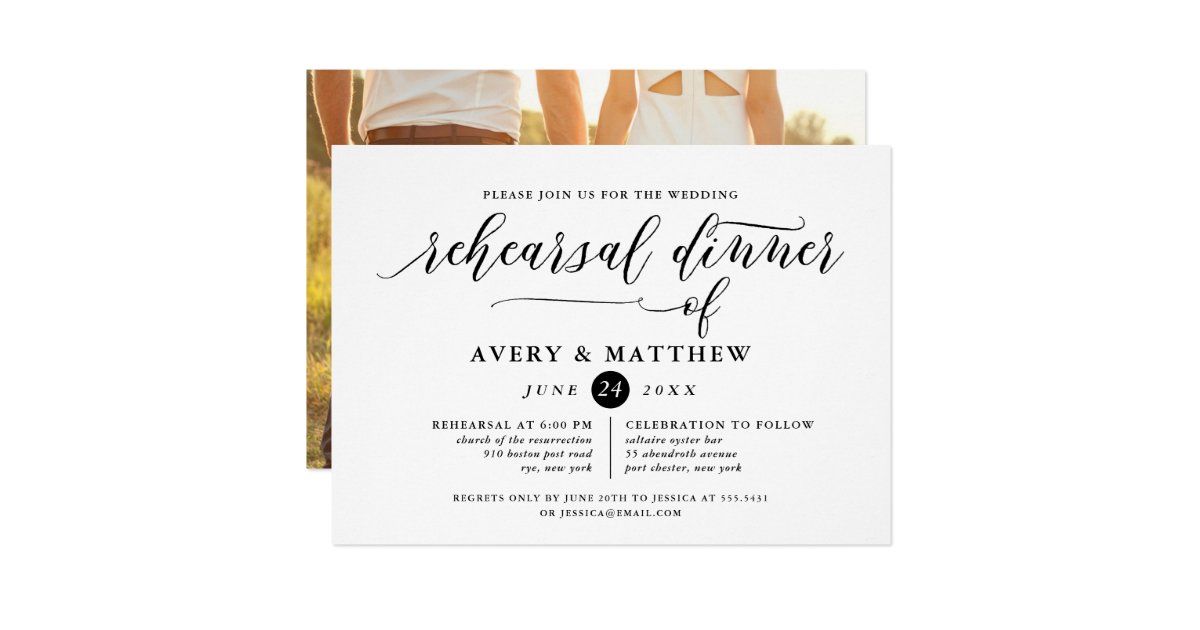 Simple Script Typography Photo Rehearsal Dinner Invitation