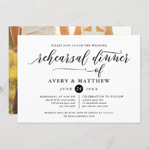 Simple Script Typography Photo Rehearsal Dinner Invitation