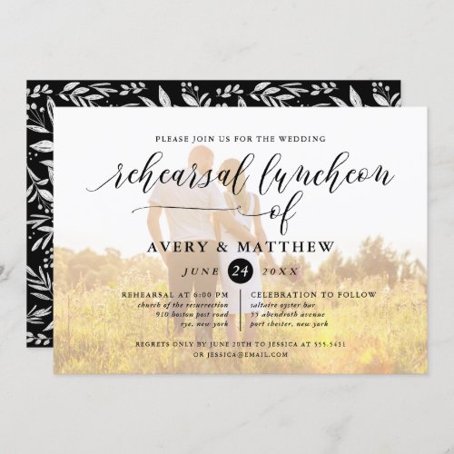 Simple Script Typography Photo Rehearsal Luncheon Invitation