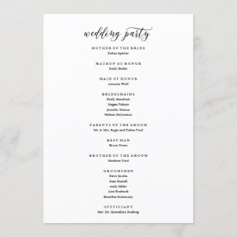 Simple Script Typography | Wedding Ceremony Program | Zazzle