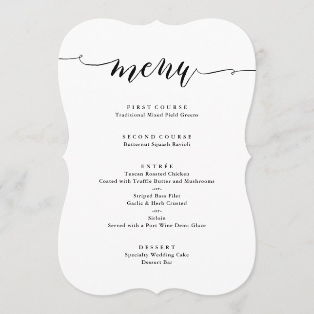 Simple Script Typography | Wedding Menu (Front)