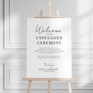 simple script unplugged ceremony wedding sign