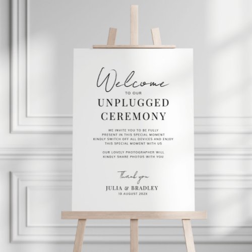 simple script unplugged ceremony wedding sign