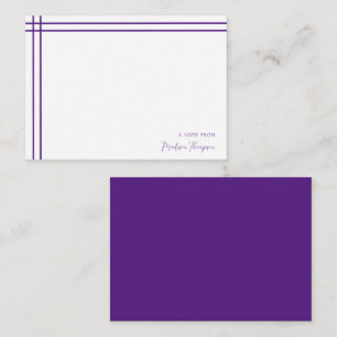 Simple Script Violet 2 Side Double Border Note Card