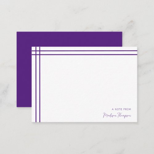 Simple Script Violet 2 Side Double Border Note Card