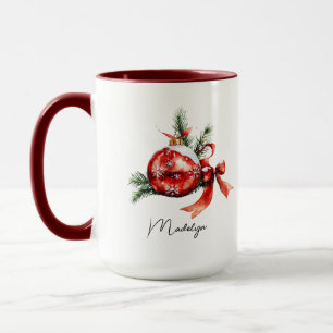 Simple Script Watercolor Christmas Ornament  Mug