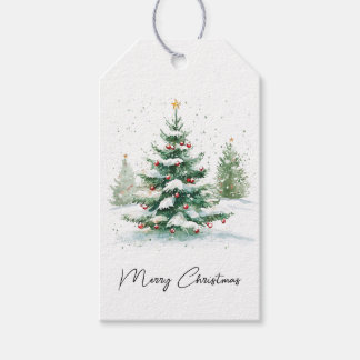 Simple Script Watercolor Christmas Tree Favor Tag