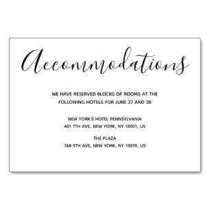 Simple Script Wedding Accommodation Cards