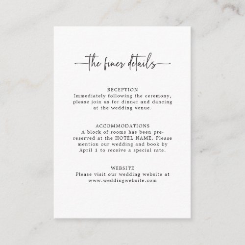 Simple Script Wedding Detail Enclosure Card