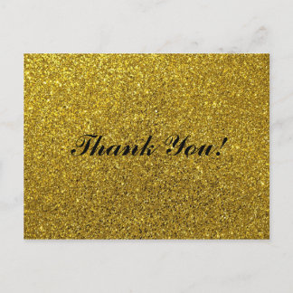 Simple script - wedding golden glitter Thank You Postcard