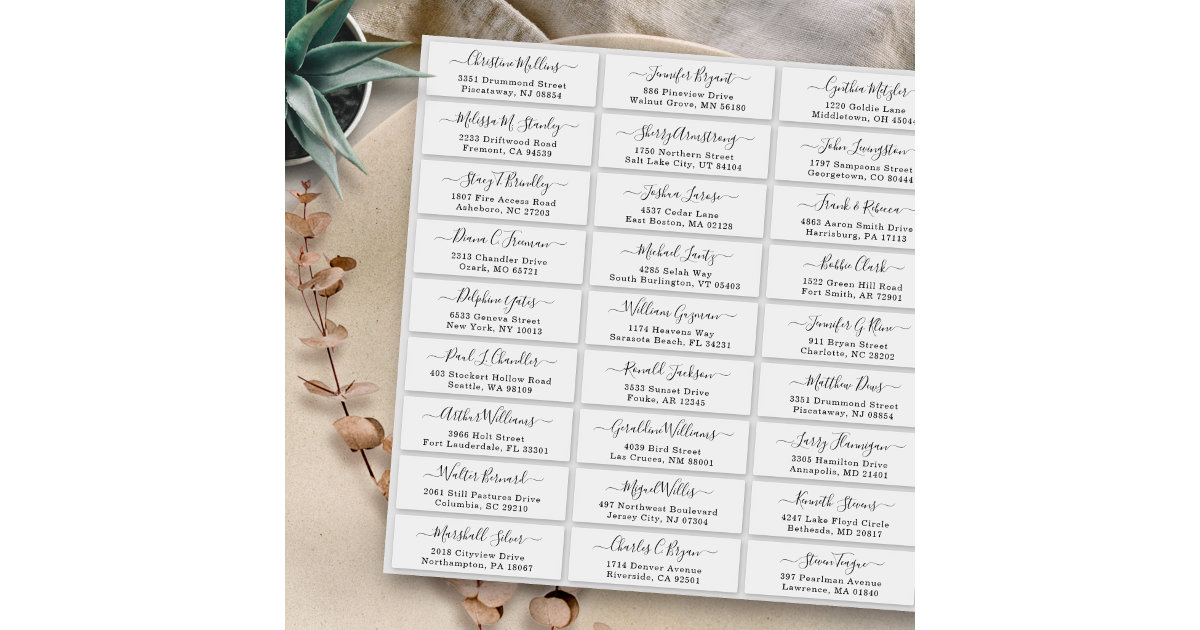 Minimalist Wedding Guest Address Labels, Zazzle