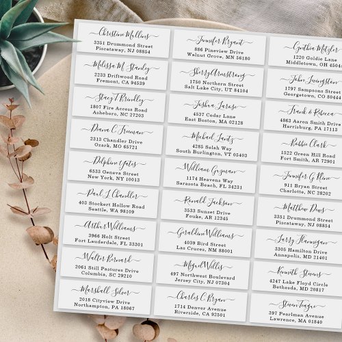 Simple Script Wedding Guest Address Labels