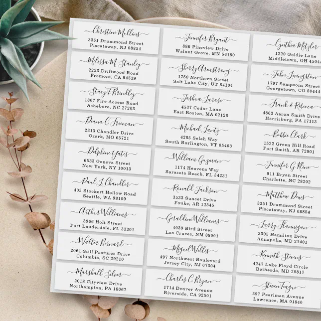 Simple Script Wedding Guest Address Labels | Zazzle
