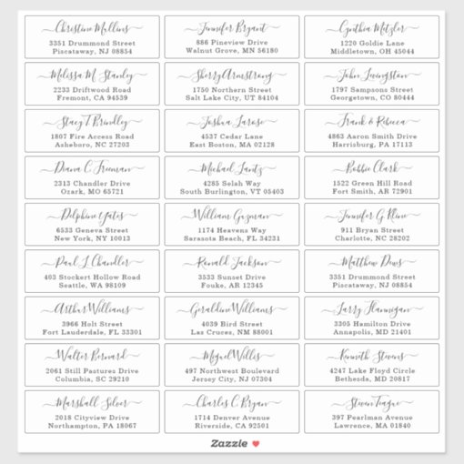 Simple Script Wedding Guest Address Labels | Zazzle