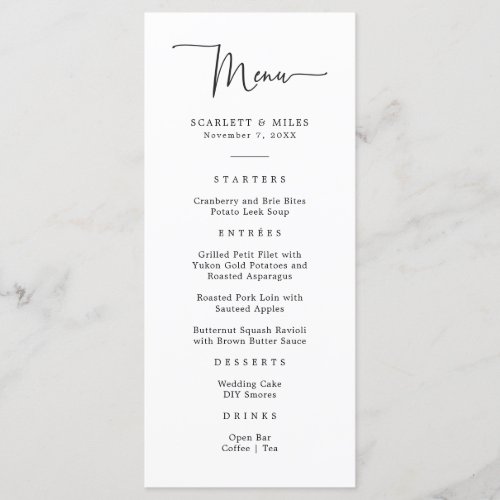 Simple Script Wedding Menu