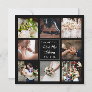 Simple Script Wedding Photo Collage Thank You Card