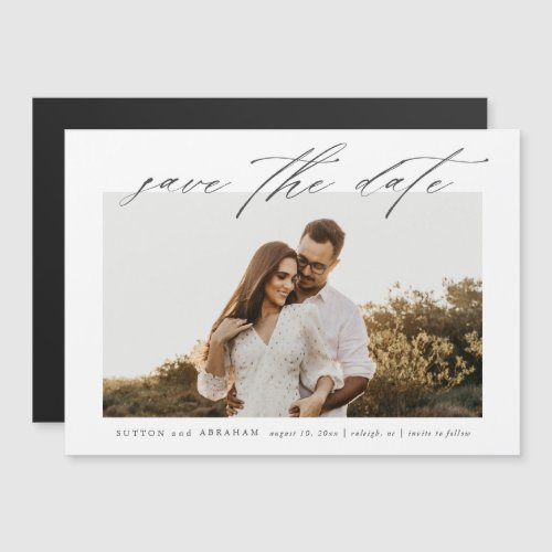 Simple Script Wedding Photo Save The Date Magnetic Invitation