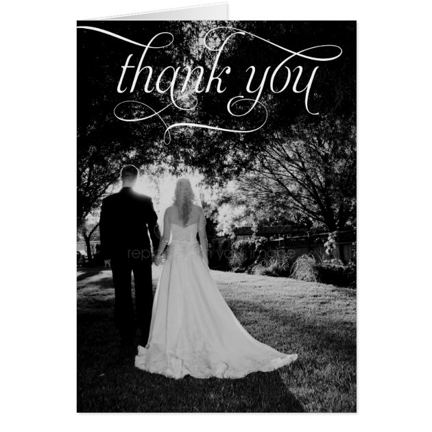 Simple Script Wedding Photo Thank You Card