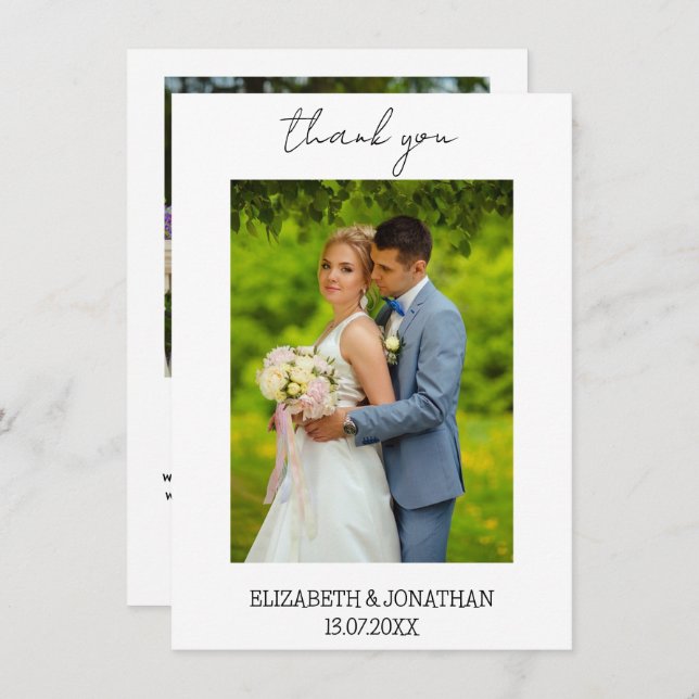 Simple Script Wedding Photo Thank You Card (Front/Back)