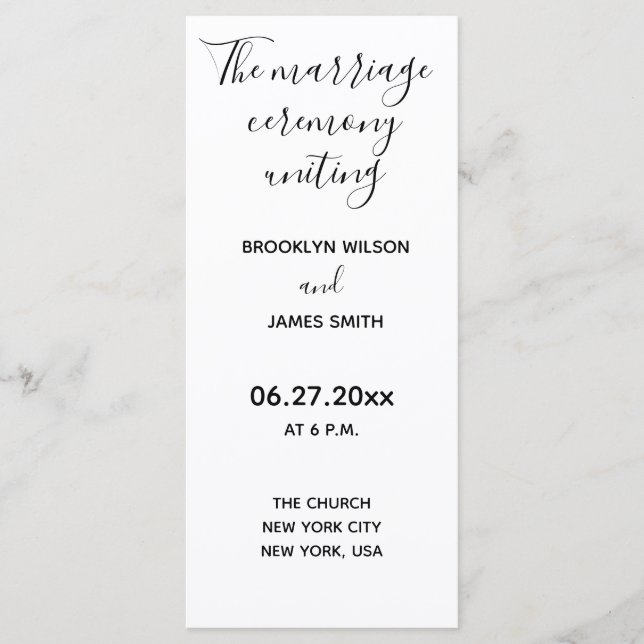 Simple Script Wedding Programs (Front)