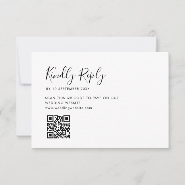 simple script wedding QR code RSVP card (Front)