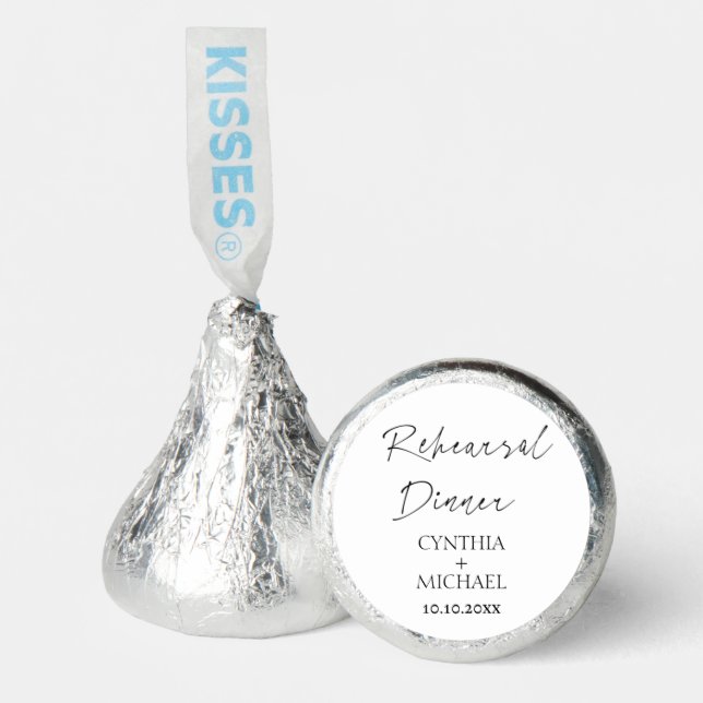 Simple Script Wedding Rehearsal Dinner Hershey®'s Kisses® (Front)