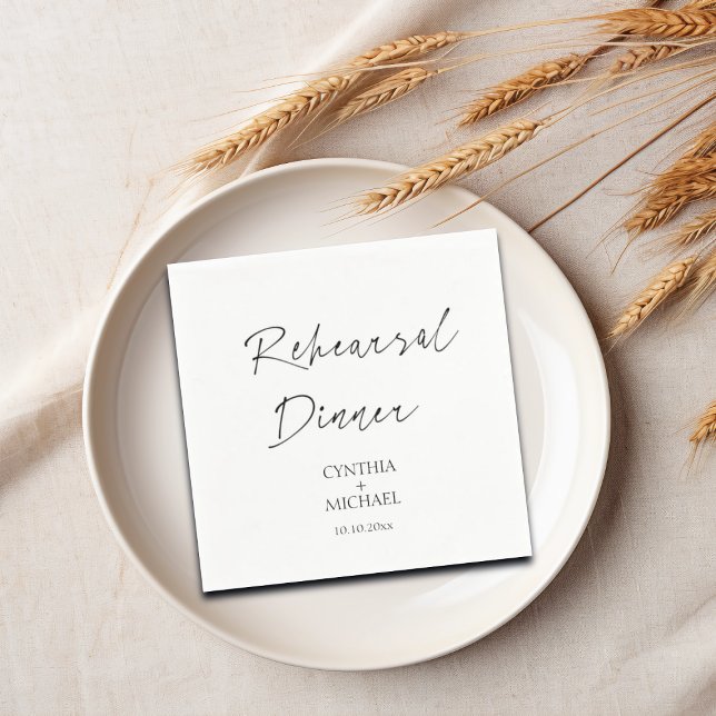 Simple Script Wedding Rehearsal Dinner Napkins (Creator Uploaded)